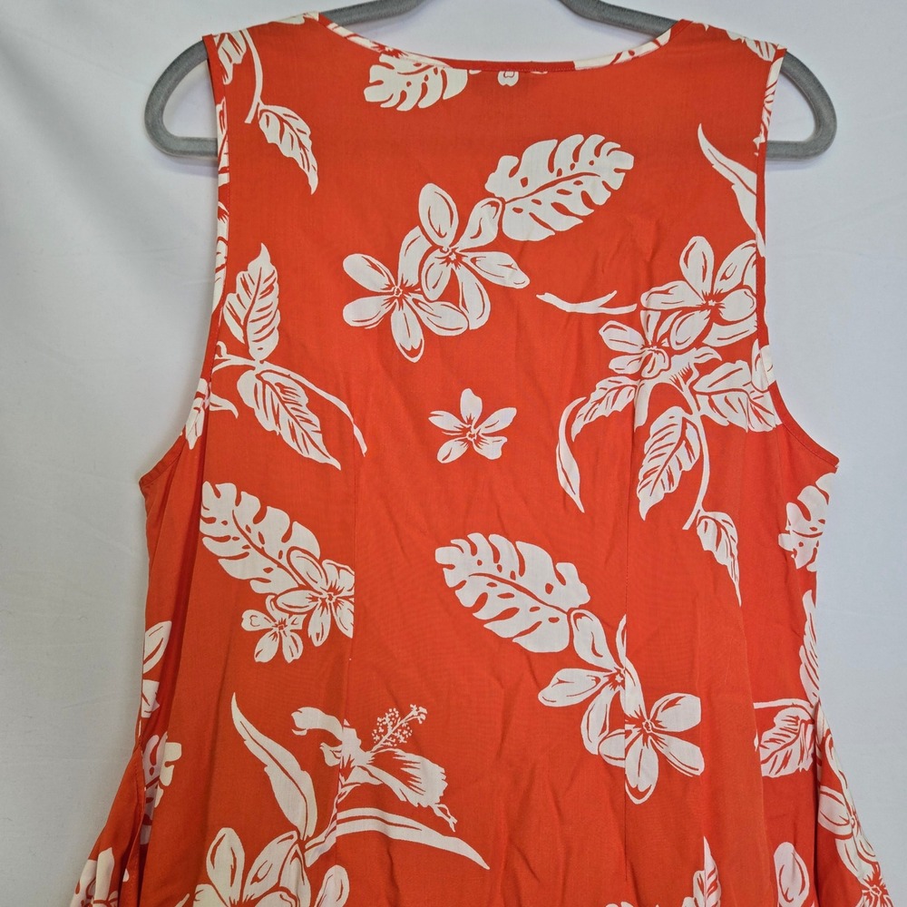 Tommy Bahama Hibiscus Hiatus Front Tie Floral Sundress Coral Orange White Large - Picture 10 of 11